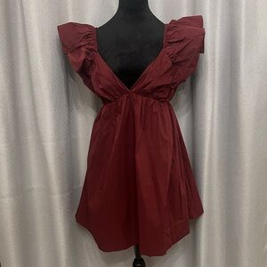 day + moon ruffled tie back dress